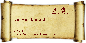 Langer Nanett névjegykártya